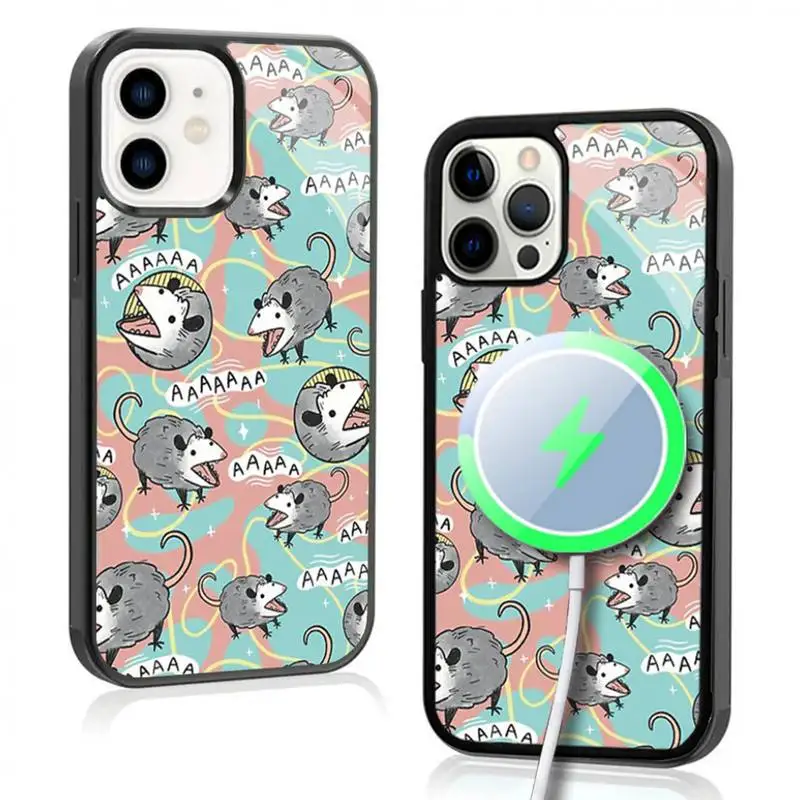 Чехол для телефона Opos Screm для IPhone 11, 12, 13, 14, 15, Pro Max, зеркальный акриловый чехол для беспроводной зарядки Magsafe
