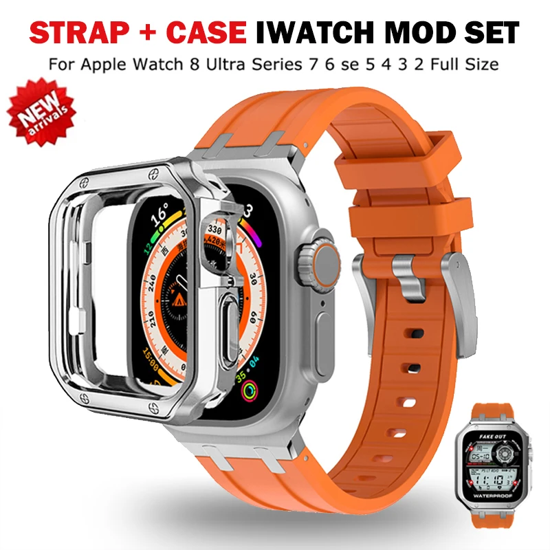 Ремешок чехол для Apple Watch Band Ultra 49 мм 8 7 45 мм 41 мм, спортивный мягкий браслет для IWatch 6 5 4 SE 44 мм 42 мм 40 мм 38 мм, набор ремешков для часов