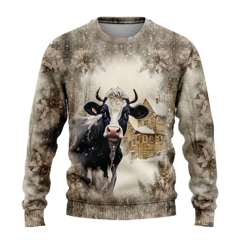 Фото Farm Animal Graphic Sweatshirts Fashion Donkey Sheep Chicken Cow Ugly Christmas Sweater Harajuku Fashion Unisex Y2k Pullovers №5
