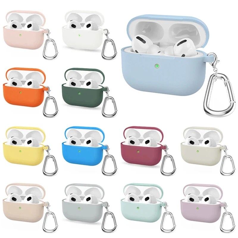 Мягкий силиконовый чехол для Apple Airpods Pro, защитный чехол, чехол для беспроводных наушников с крючком для Airpods Pro 1-го поколения, чехол-сумка