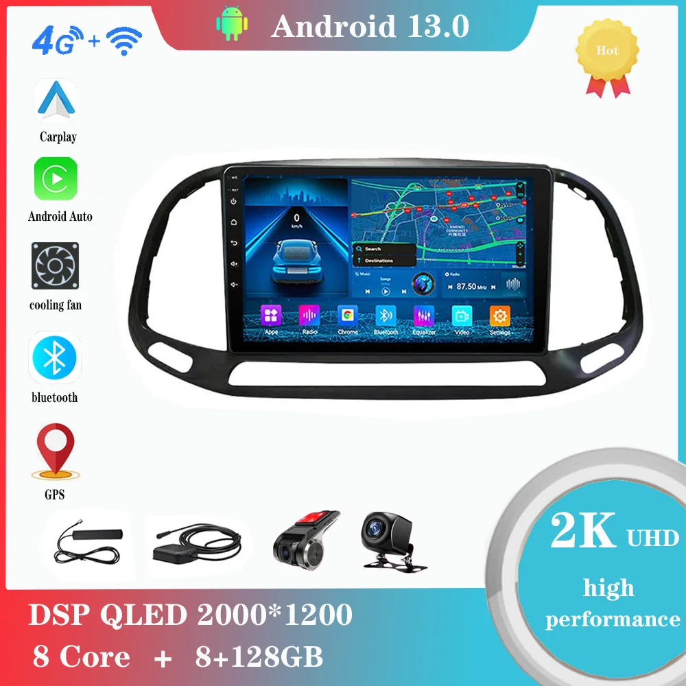 Android 12,0 для FIAT DOBLO 2015-2019 мультимедийный плеер Авто радио GPS Carplay 4G WiFi DSP Bluetooth pantalla para Auto
