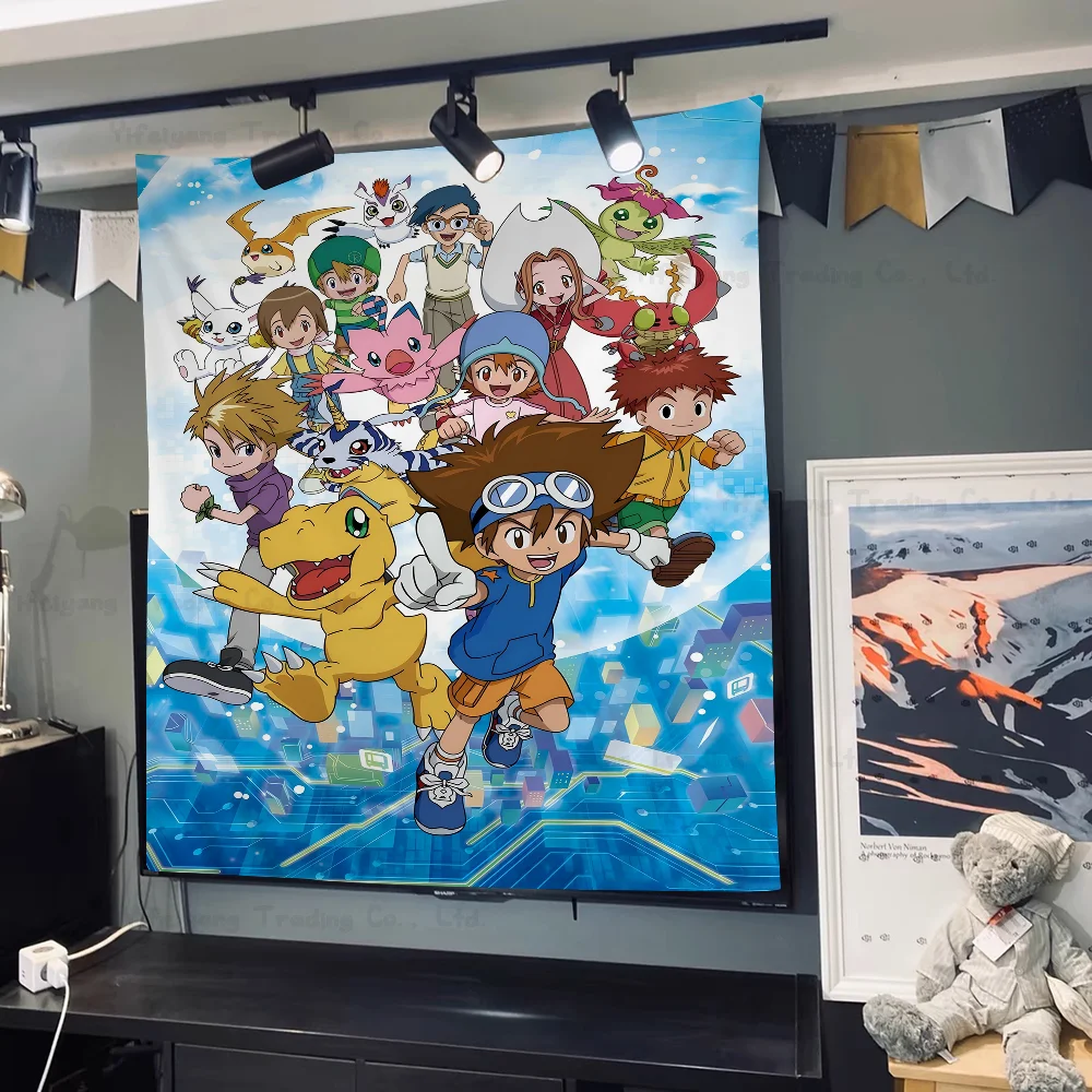 Anime Digimon Colorful Tapestry Wall Hanging Hanging Tarot Hippie Wall Rugs Dorm Wall Art Decor