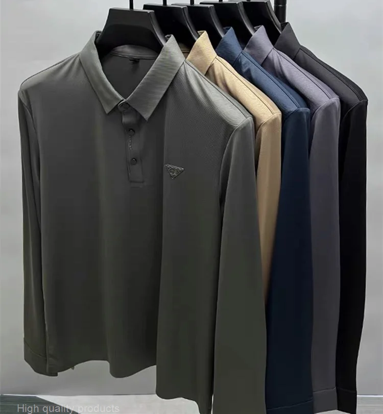 Фото Футболка на резинке Halus Sutra Es Premium Atasan Mewah Pria Kemeja Polo Kasual Bordir Fashion Bar Semi dan Musim №5