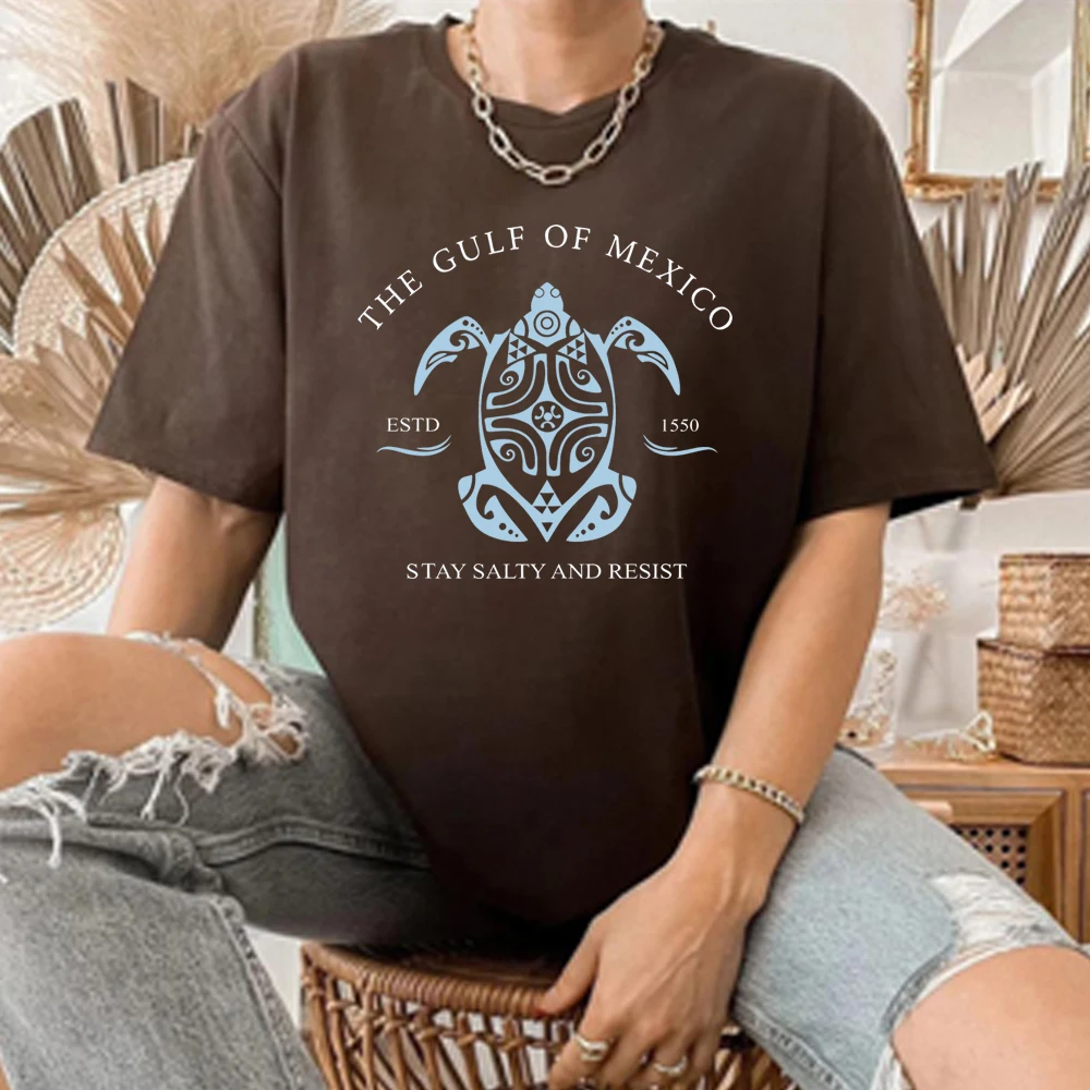 Фото Футболка Gulf of Mexico Рубашка Gulf Coast Мужчины Женщины Stay Salty and Resist Футболки Модная унисекс Повседневная летняя пляжная футболка №2