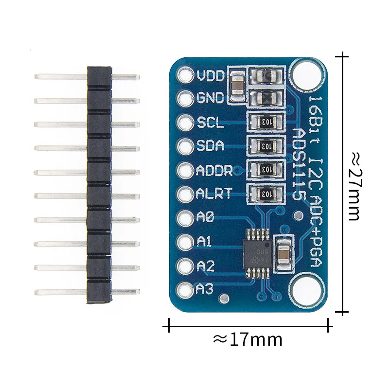 16-битный модуль I2C ADS1115, 4-канальный АЦП с усилителем Pro Gain