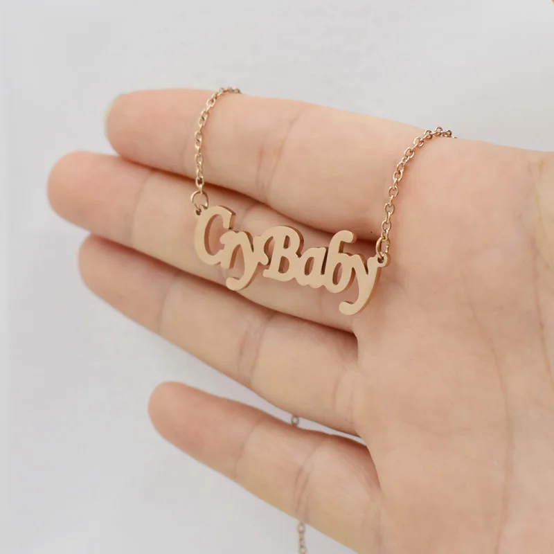Фото Ожерелье с подвеской Crybaby из нержавеющей стали в европейском и американском стиле с английскими буквами №4