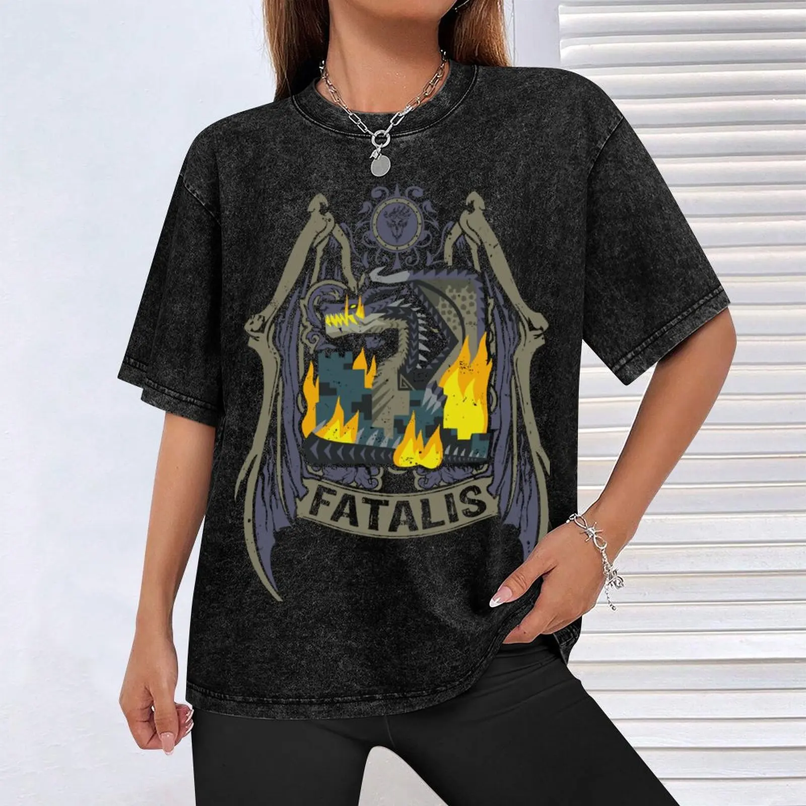 Фото FATALIS-CREST футболка черные модные рубашки рубашки футболки с рисунком футболка с короткими рукавами мужская №4