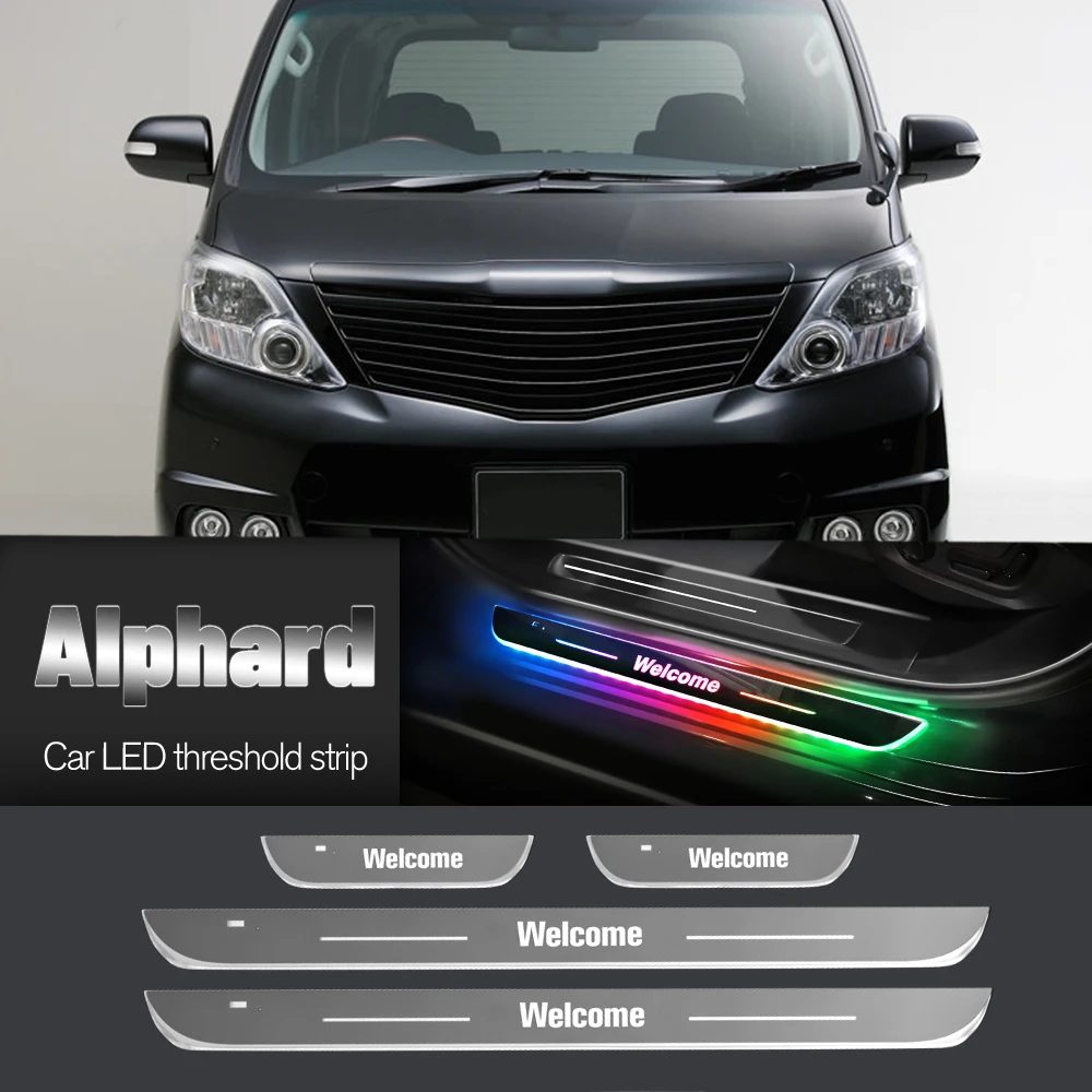 Автомобильный порог для Toyota Alphard 10 20 30 2002-2022, индивидуальный логотип, светодиодный светильник на порог, педаль, аксессуары