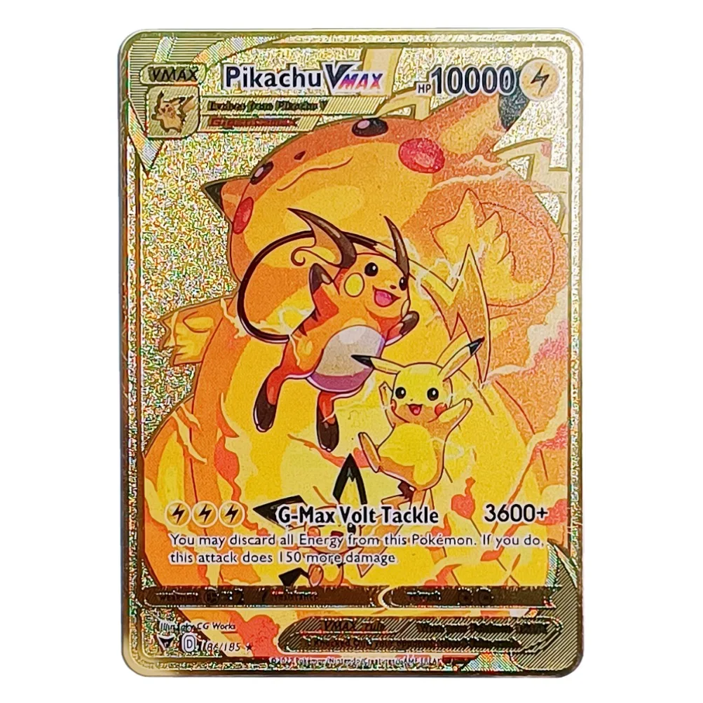 Фото Металлические Покемоны с надписью Pokemon Card Charizard Vmax Pikachu Mewtwo Gold Iron Vstar, игральные карты, аниме, игрушки, детские подарки, 10000 л.с. №4