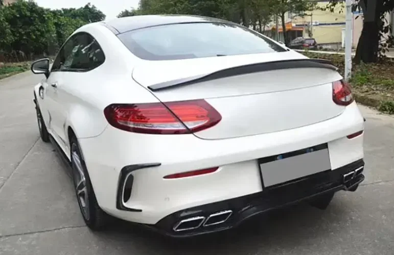 Фото Для Mercedes Benz C-class W205 C205 C63 AMG Coupe 2015-2021 комплект заднего спойлера кузова крыла автомобиля задний спойлер модификация части №3