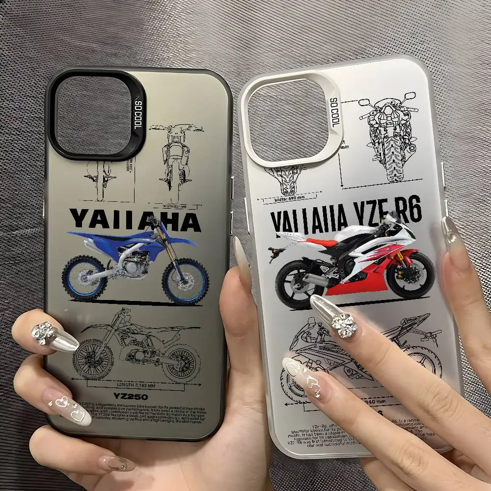 Фото Модный роскошный автомобильный чехол для телефона Y-YamahaS для iPhone 17, 16, 15, 14, 13, 12, 11 Pro Max, черный, фиолетовый, матовый, лазерный, металлический, Aurora Funda №4