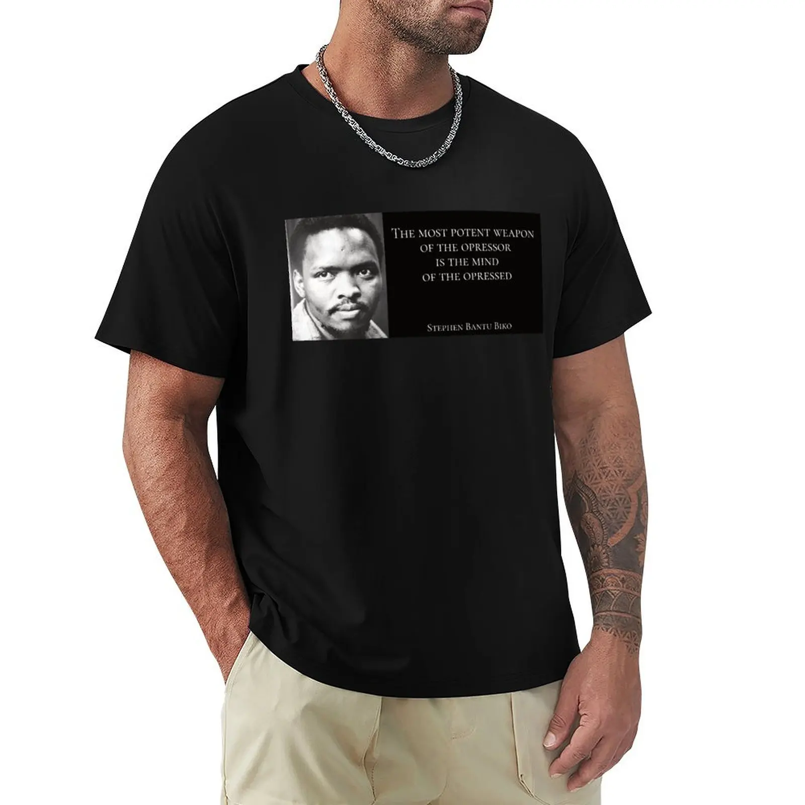 Футболка Steve Biko Quote on Oppression With His Photo, быстросохнущая эстетичная одежда, рубашки, мужские рубашки с графикой