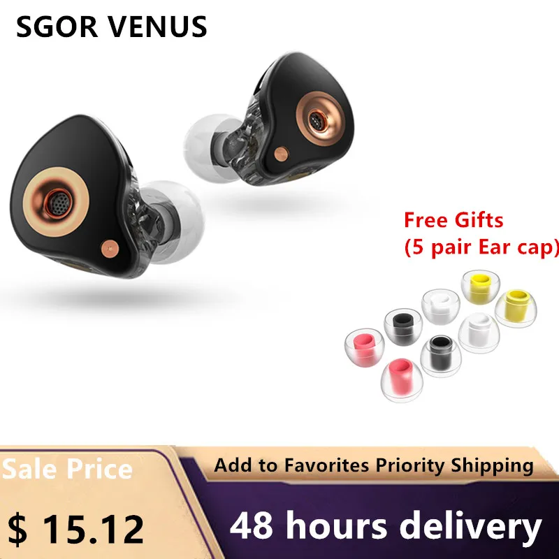 Динамические наушники SGOR VENUS HIFI Super Bass, наушники-вкладыши с монитором, музыкальные наушники, Спортивная гарнитура с шумоподавлением для спор...