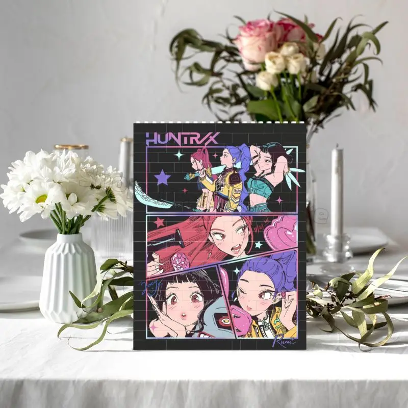 Фото Kpop товары для охотника на демонов, строительные блоки, декоративная живопись, Saja Boys, настольные украшения, головоломки, сувениры для вечеринки, украшение дома №2