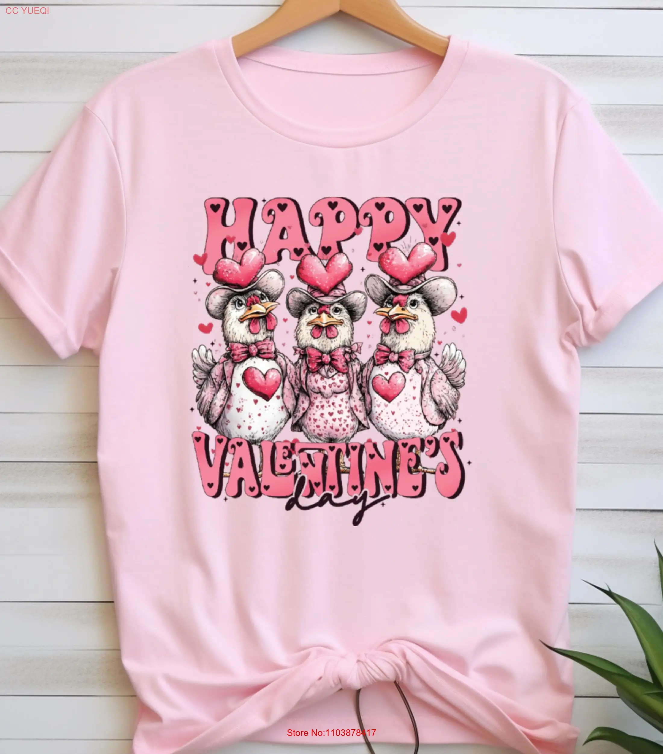 Рубашка Chicken Happy Valentine's Day Howdy Valentine Coquette Valentines фермер с длинными или короткими рукавами