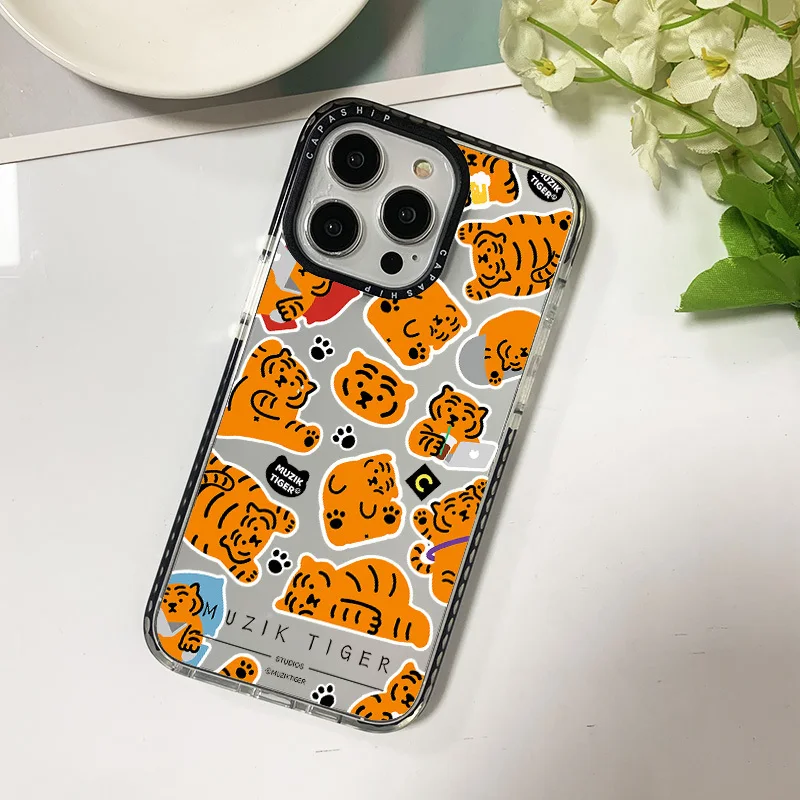 Фото Милый мультяшный Тигр стикер чехол для телефона Iphone 11 14 15 Pro Max силиконовый мягкий чехол 12 13 Mini 7 Plus XR X противоударный чехол №2