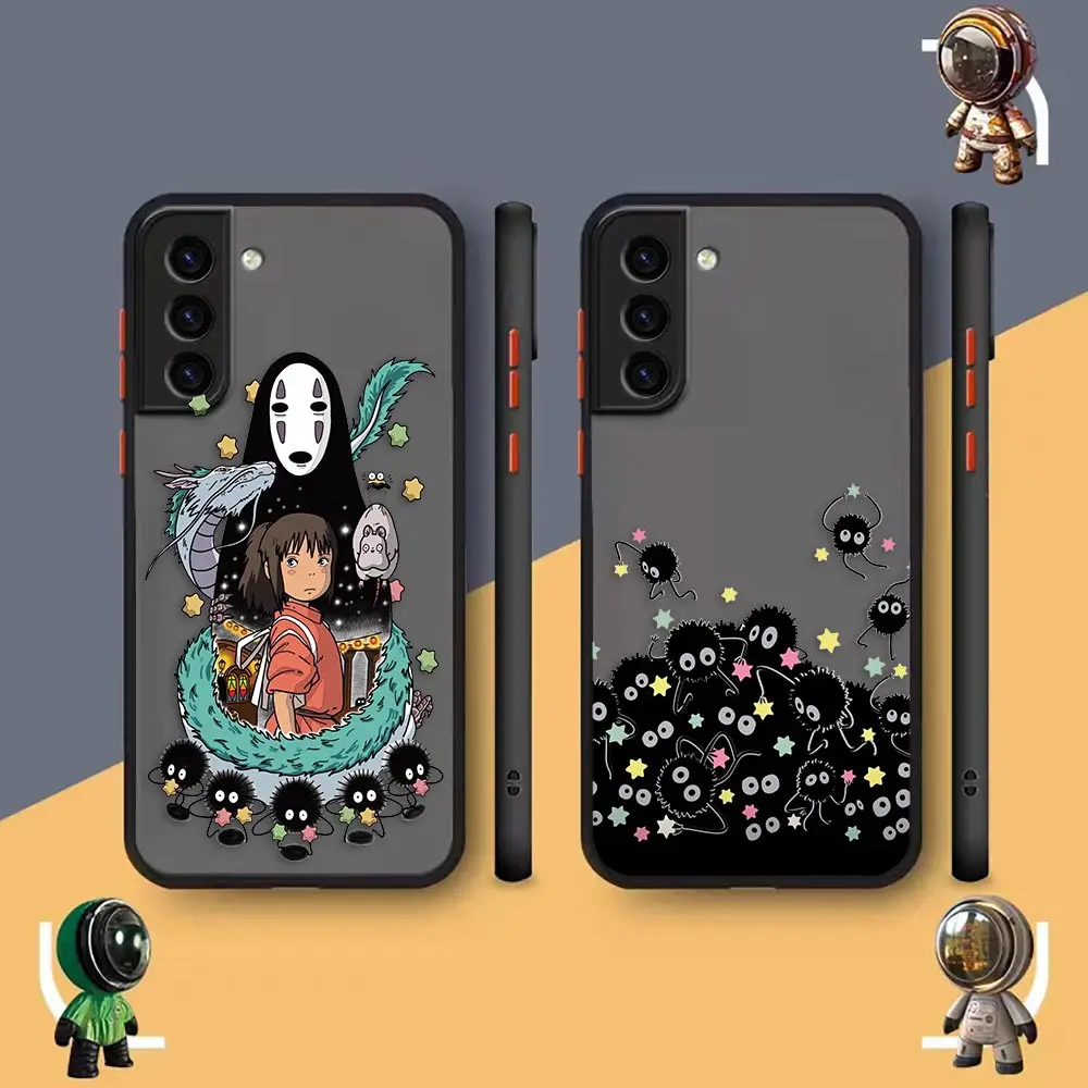 Матовый чехол для телефона Samsung Galaxy S23, S22, S21, S20, S10, 4G, S9, S8 Plus, Ультратонкий чехол, чехол с рисунком аниме «Унесенные призраками Тоторо»