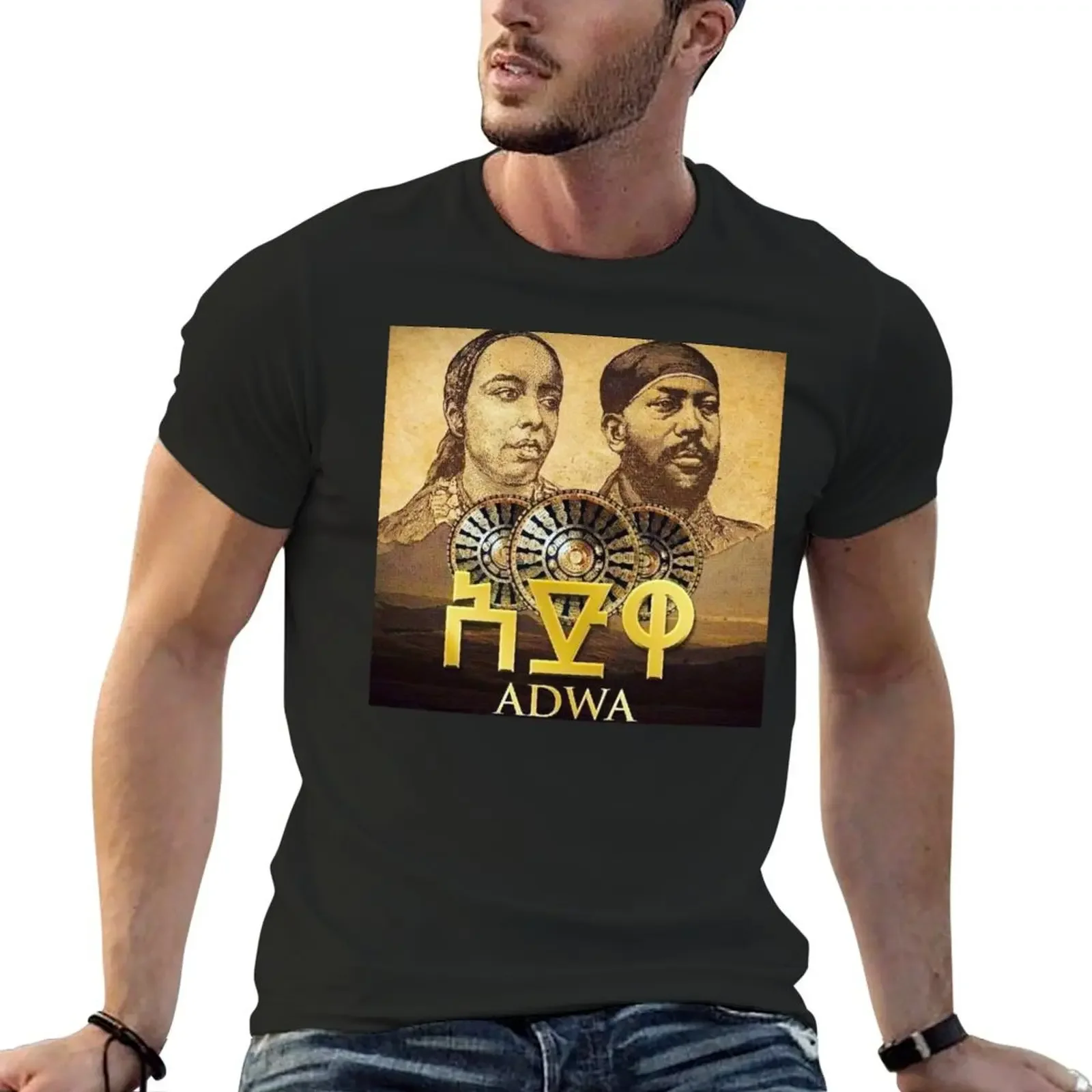 Футболка Adwa Victory- King menelik с животным принтом для мальчиков, забавные футболки, топы больших размеров, футболки для мужчин, упаковка