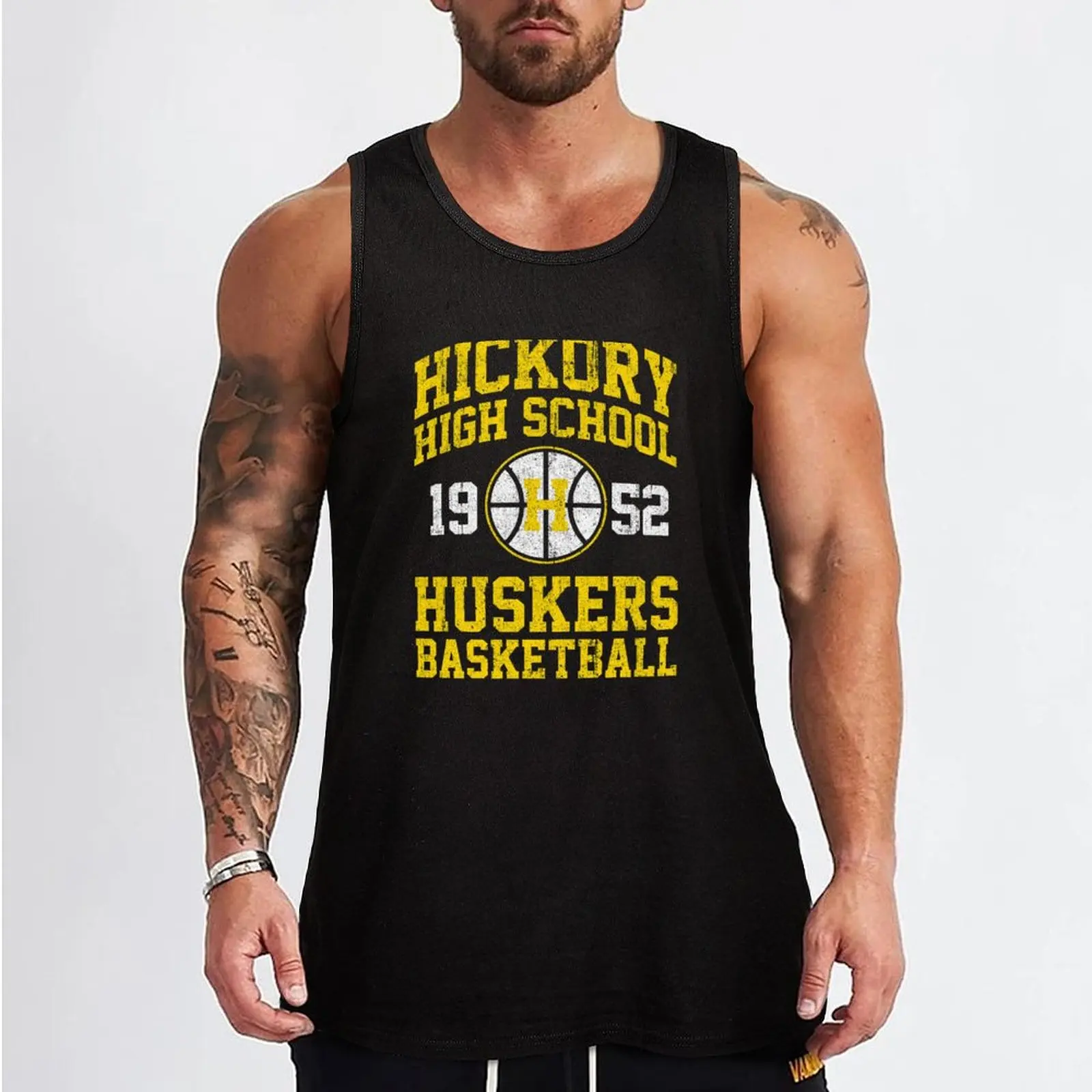 Фото Мужская футболка Hickory High School Huskers Basketball Tank Top, жилет для мужчин №2