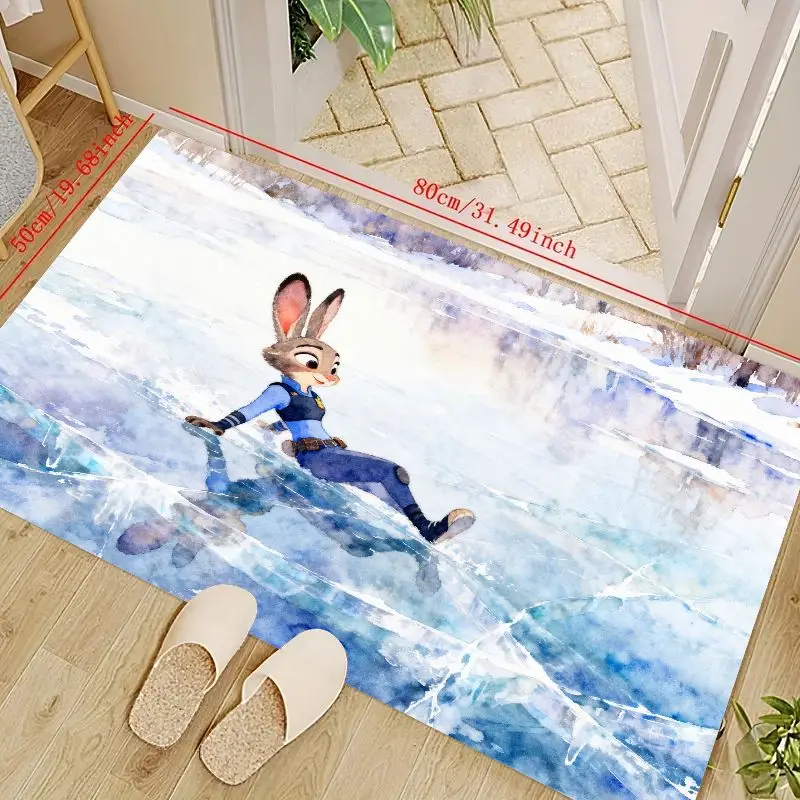 1 шт., напольный коврик Disney Zootopia Judy Hopps, милый мультяшный аниме-персонаж, кролик, полицейский дизайн, ковер, акварельный ледяной синий Win Товары АСГ