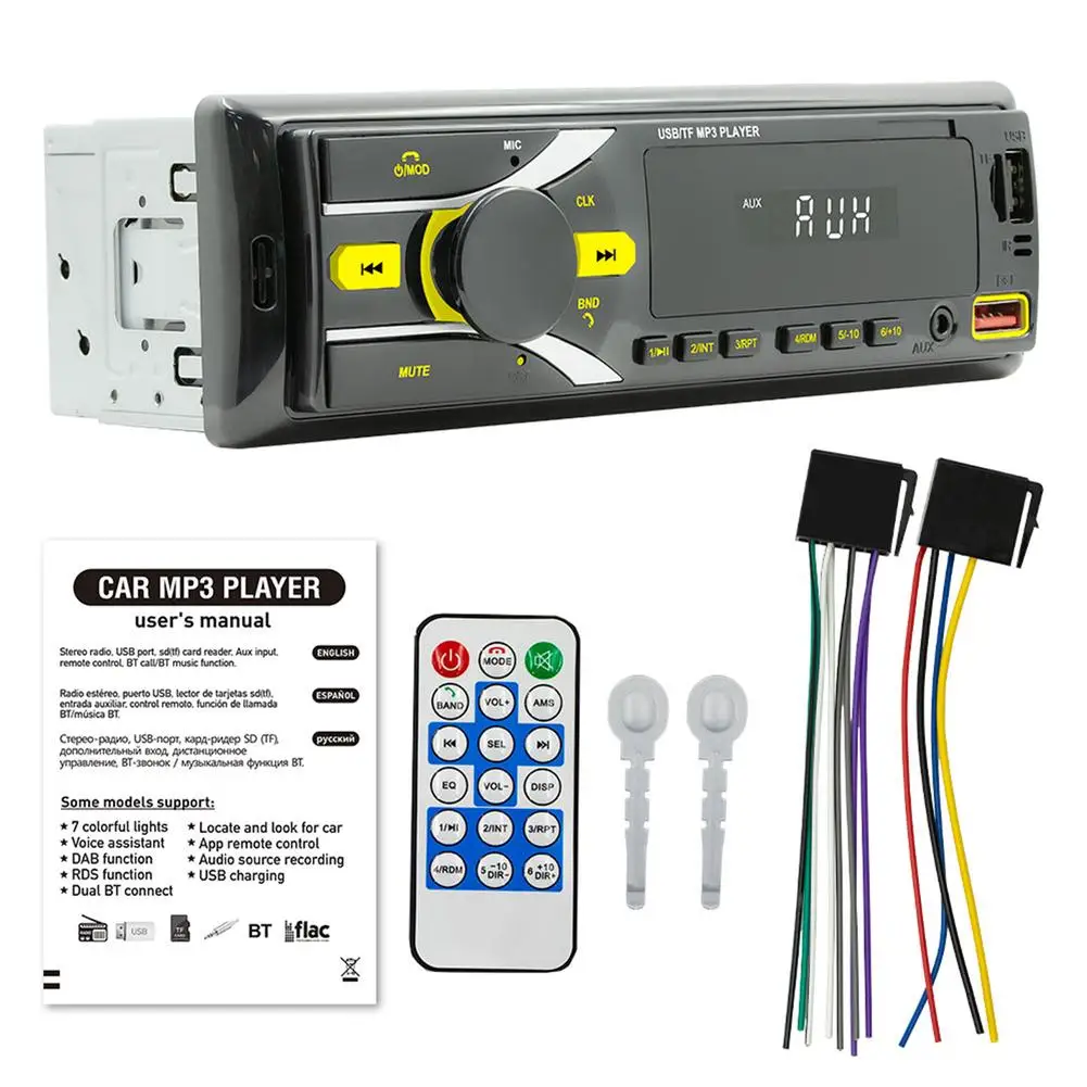 Bluetooth-совместимый автомобильный Fm-радиоприемник Rca аудио сабвуфер звуковой источник копия U-диска кардридер Usb mp3-плеер