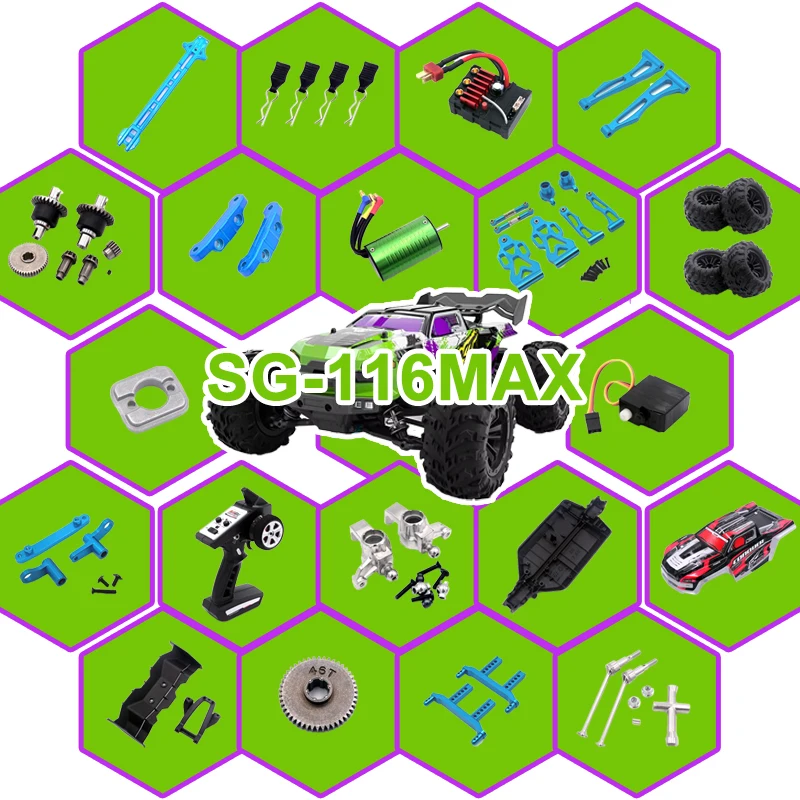 SG116MAX SG116PRO Запасные части для радиоуправляемых автомобилей 1, обновление, металлический приводной вал, амортизатор, переплет, рулевое управление в сборе, аксессуары OP