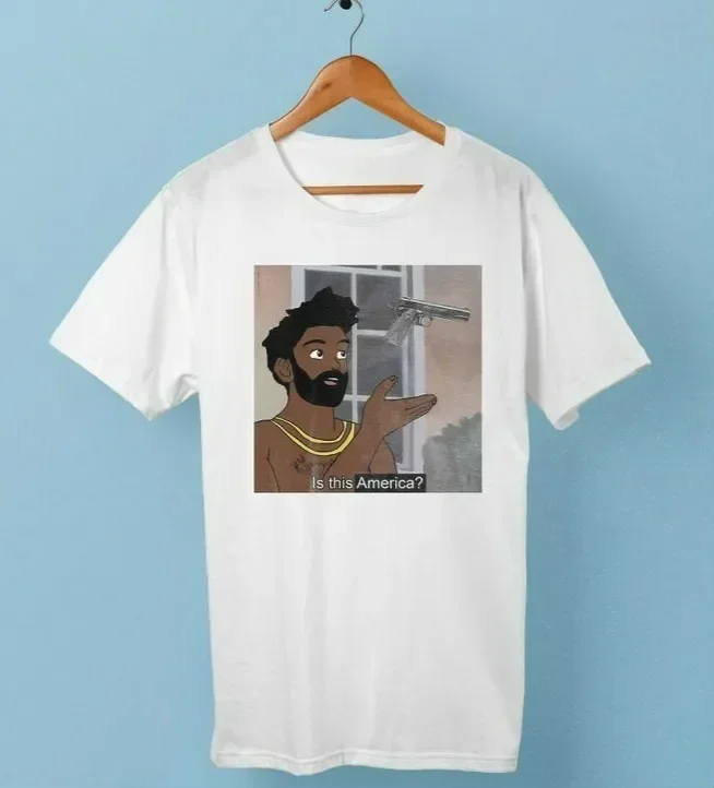 Это пародия Santong Childish Gambino Is Meme Черная модная уличная одежда Хлопковая футболка унисекс с короткими рукавами