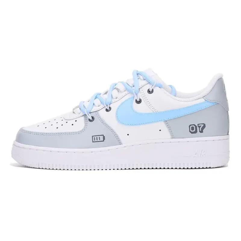 Фото [Нестандартная мужская видеоигра S-BOX] Nike Air Force 1 07 Air Force 1 Обувь для скейтборда, мужская серая синяя коробка №2