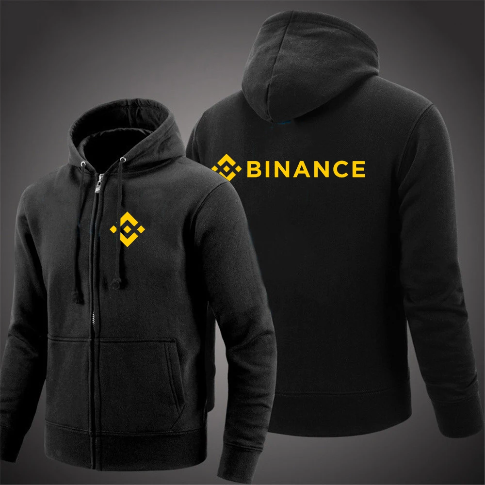 Фото 2025 весенне-осенняя мужская повседневная куртка с капюшоном BINANCE CRYPTO с логотипом и принтом, модная уличная одежда, повседневные толстовки, пальто высокого качества №2