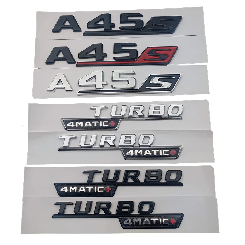 3d ABS хромированный черный логотип A45S эмблема буквы Turbo 4matic знак, наклейка на автомобиль для Mercedes Benz A45S AMG W176 W177 аксессуары