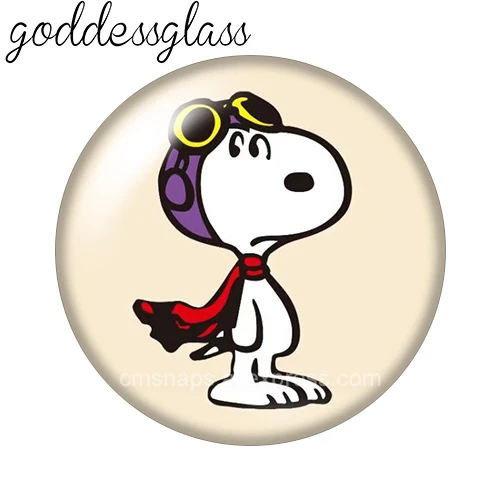 Фото MINISO Snoopy Family Pilot Lawyer Snoopy 12mm/18mm/20mm/25mm Round photo glass cabochon flat back Making findings keychain №5