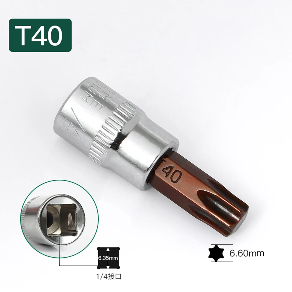 Фото 5 шт. отвертки Torx 1/4 дюйма, инструменты с торцевой головкой T15/T20/T25/T30/T40, металлическое оборудование, ручные инструменты, детали, аксессуары №4