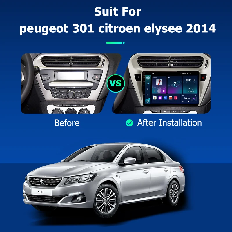 Фото Мультимедийная магнитола 2DIN для Peugeot 301, Citroen Elysee 2014-2018, 9 дюймов, Android 12 №2