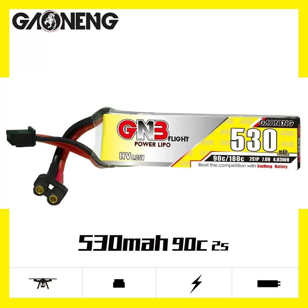GAONENG 2S/3S 90C GNB 530 мАч 7,6 В/11,4 В LIHV легкая литиевая батарея Lipo FPV запасные части для гонок фристайла