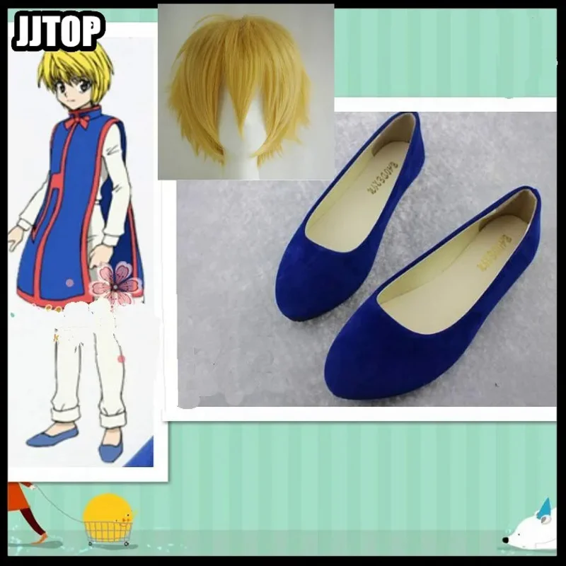 Аниме HUNTER x HUNTER Kurapika Kurta Косплей синий HUNTER x HUNTER Kurapika Kurta WIG обувь