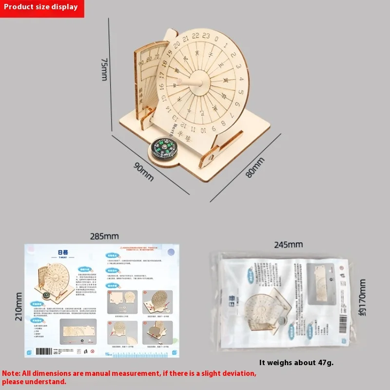 Фото Деревянный набор Sundial своими руками для детей |   STEM Развивающая научная игрушка, Модель солнечной времени, Руки - на проект для детей от 7 лет №3