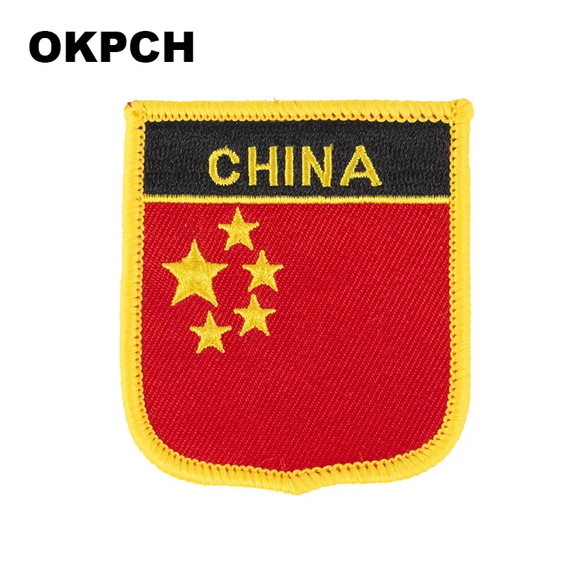Китайский флаг в форме щита, железные нашивки для вышивки, переводные нашивки, швейные аппликации для одежды, рюкзак