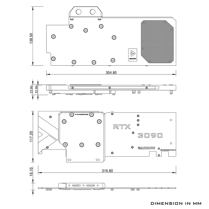 BARROW G14 водяной блок для Gigabyte RTX 309030803080Ti EAGLEVISION GAMING OC 10G 24G, охладитель карты, фотография (art.: 3920bdca38270) - 3920bdca38270