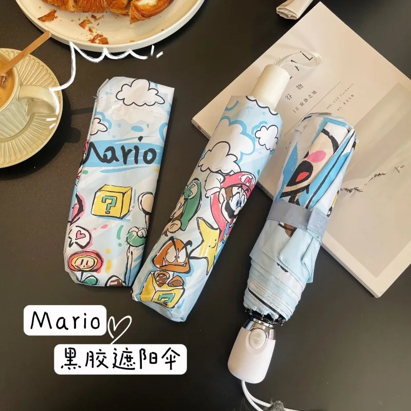 Автоматический зонт Super Mario Bros в стиле аниме с черным покрытием, зонтик с защитой от УФ-лучей 3, складной ветрозащитный козырек для женщин и мужчин, подарок (art.: 3920c774092fc) - 3920c774092fc
