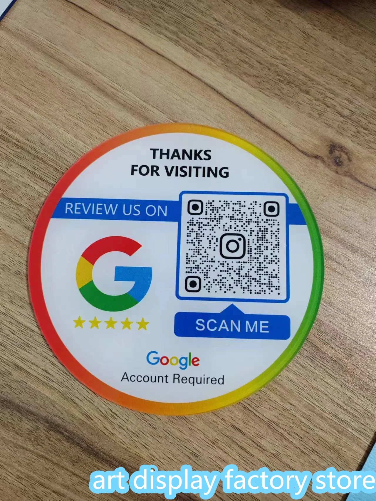 Индивидуальная акриловая деловая социальная пластина, Google обзор, QR фотография, Facebook QR кодовый знак