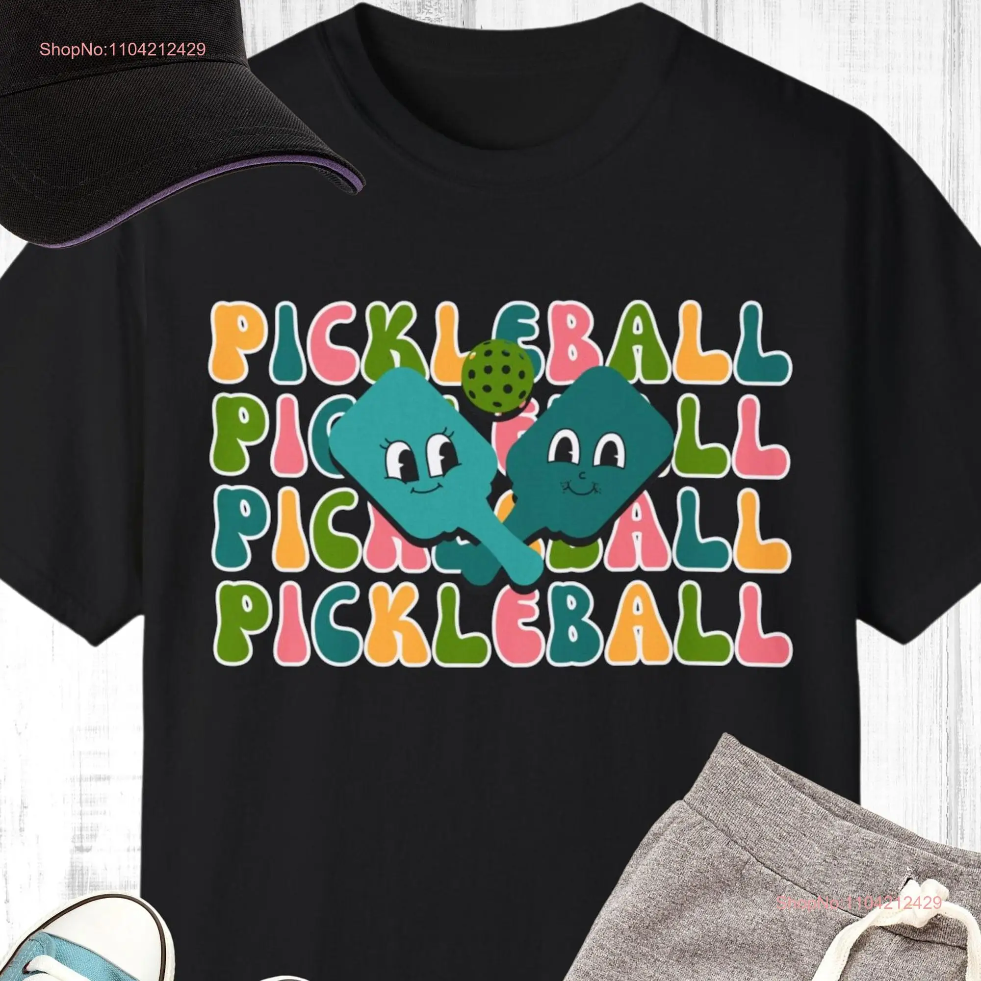 Комфортная футболка Pickleball цвета в стиле ретро Sport s for Her Outfit с длинными или короткими рукавами
