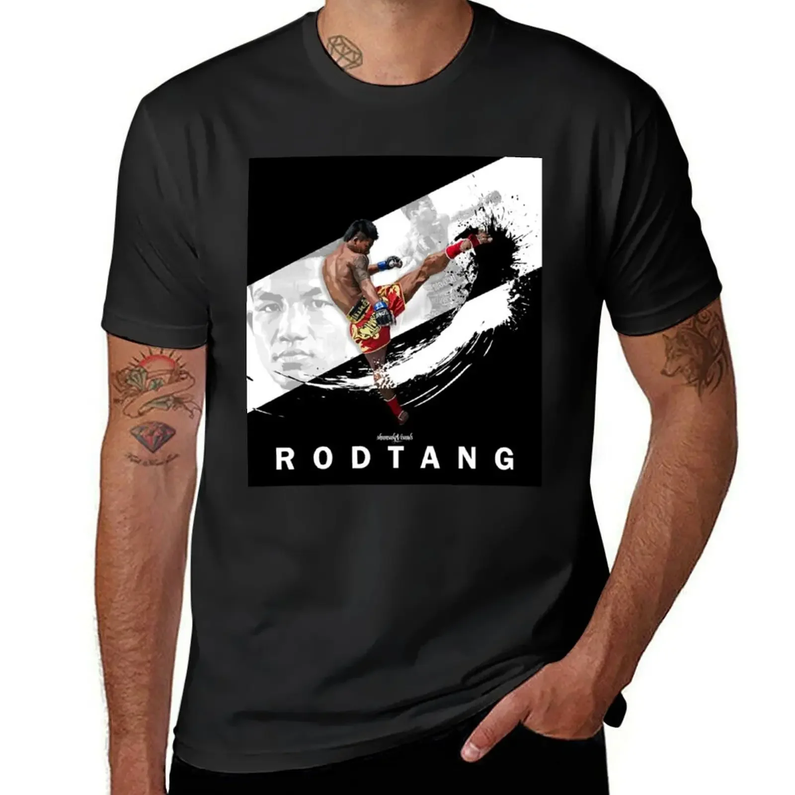 RODTANG Muaythai черно-белая футболка с изображением шунукиуisuals, черная блузка, винтажная футболка с короткими рукавами, набор футболок для мужчин