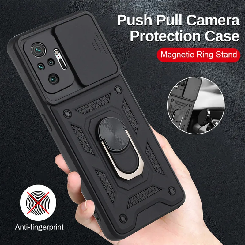 Для Redmi Note 10 5G 10S K40 Pro 9T Чехол Armor Противоударный чехол для Xiaomi Mi 11 Lite Poco F3 M3 Pro Slide Camera Protect Shell