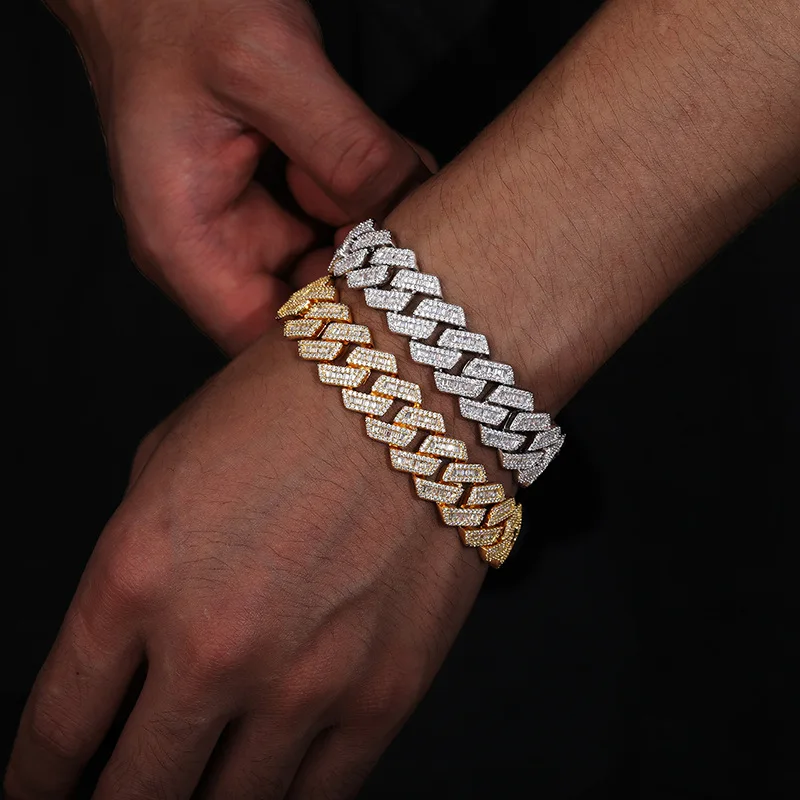 Хип-хоп 5A+ CZ Stone Paved Bing Iced Out Solid Rhombus Cuban Miami Link Chain Ожерелья для мужчин рэперские ювелирные изделия золотого, серебряного цвета (art.: 3920cbf511be3) - 3920cbf511be3
