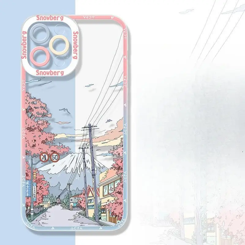 Фото Anime Scenery Sakura Phone Case for Iphone 16 Pro Max 11 12 13 14 15 Pro Max 7 8 Plus 13 Mini X XS XR SE 2 3 Cover Soft Clear №2