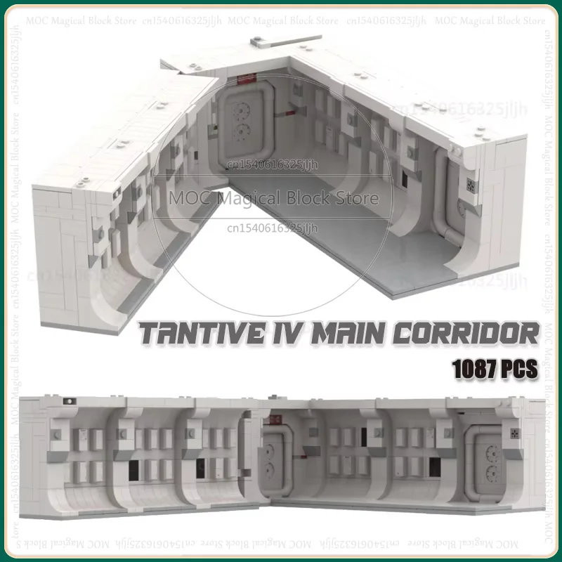 Сцена фильма Tantive IV MOC, строительные блоки, главный коридор с воздушным шлюзом, дверной проем, собранные своими руками кирпичи, креативные игрушки, подарки