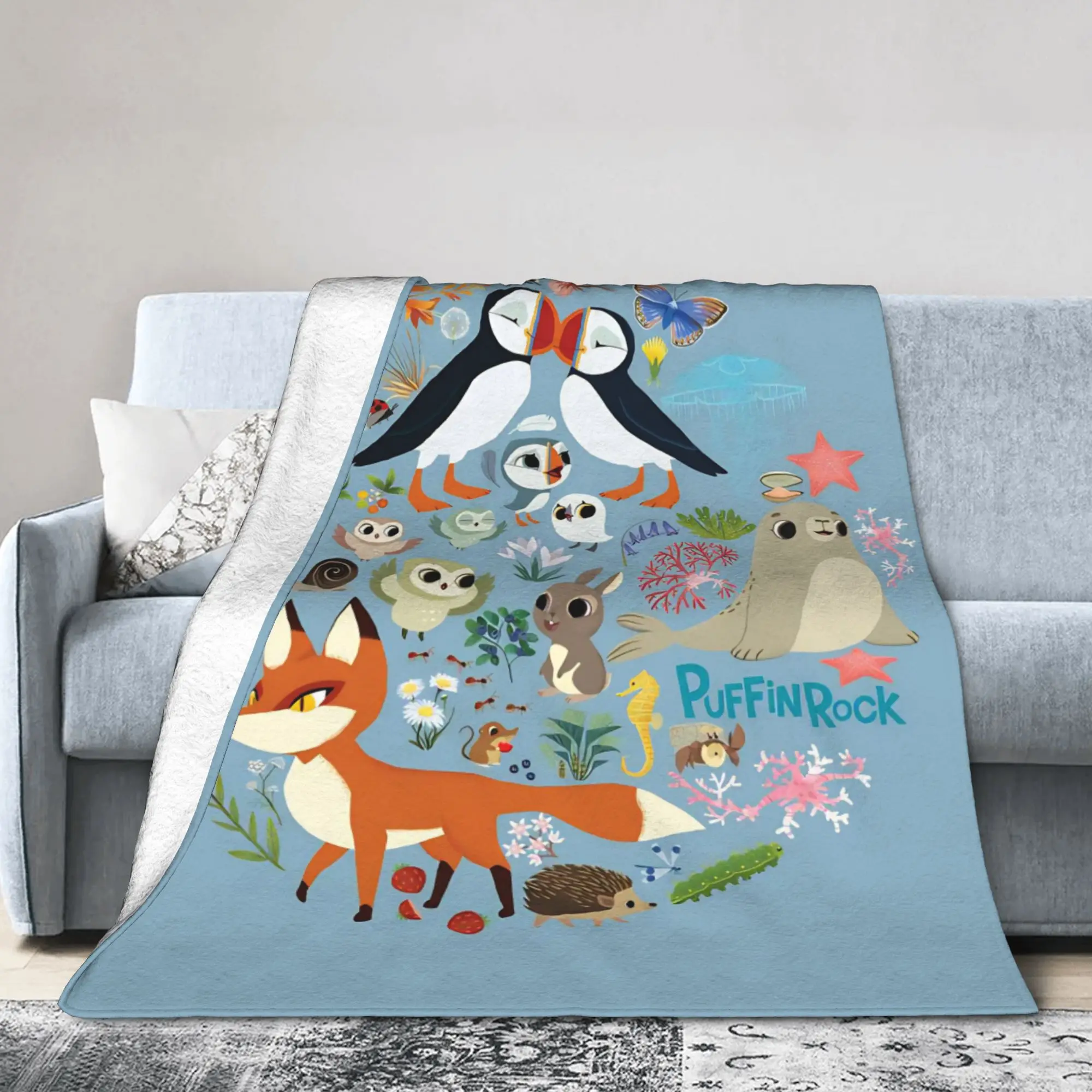 Одеяла Puffin Rock Oona Baba, флисовое мягкое одеяло с рисунком ТВ, акварельное мягкое одеяло для постельного белья, одеяло, многофункциональное