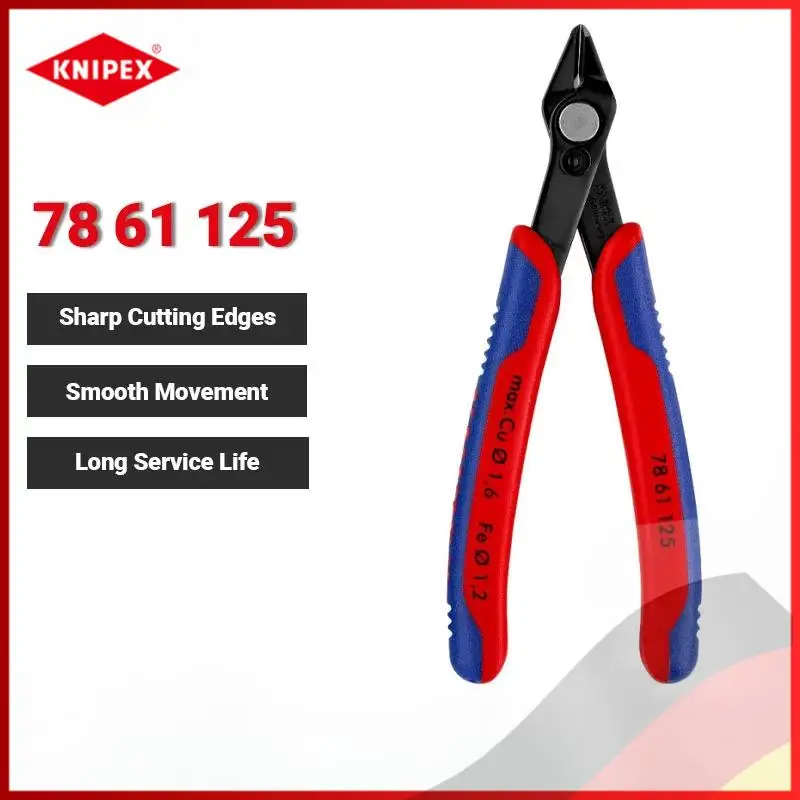 Фото KNIPEX 78 61, 125 5-дюймовые электронные плоскогубцы — супер ножи с открывающейся пружиной/лиметром, прочный прецизионный режущий инструмент №2