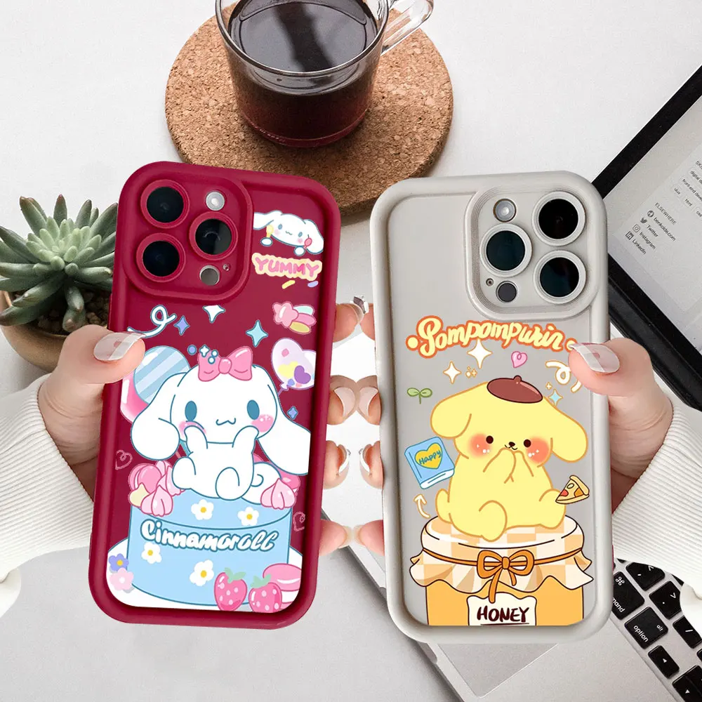 Чехол с рисунком Cinnamoroll Pompom Purin для Samsung Galaxy S25 S24 S23 S22 S21 S20 Ultra Fe S10 Plus Note 20, ультра силиконовый чехол