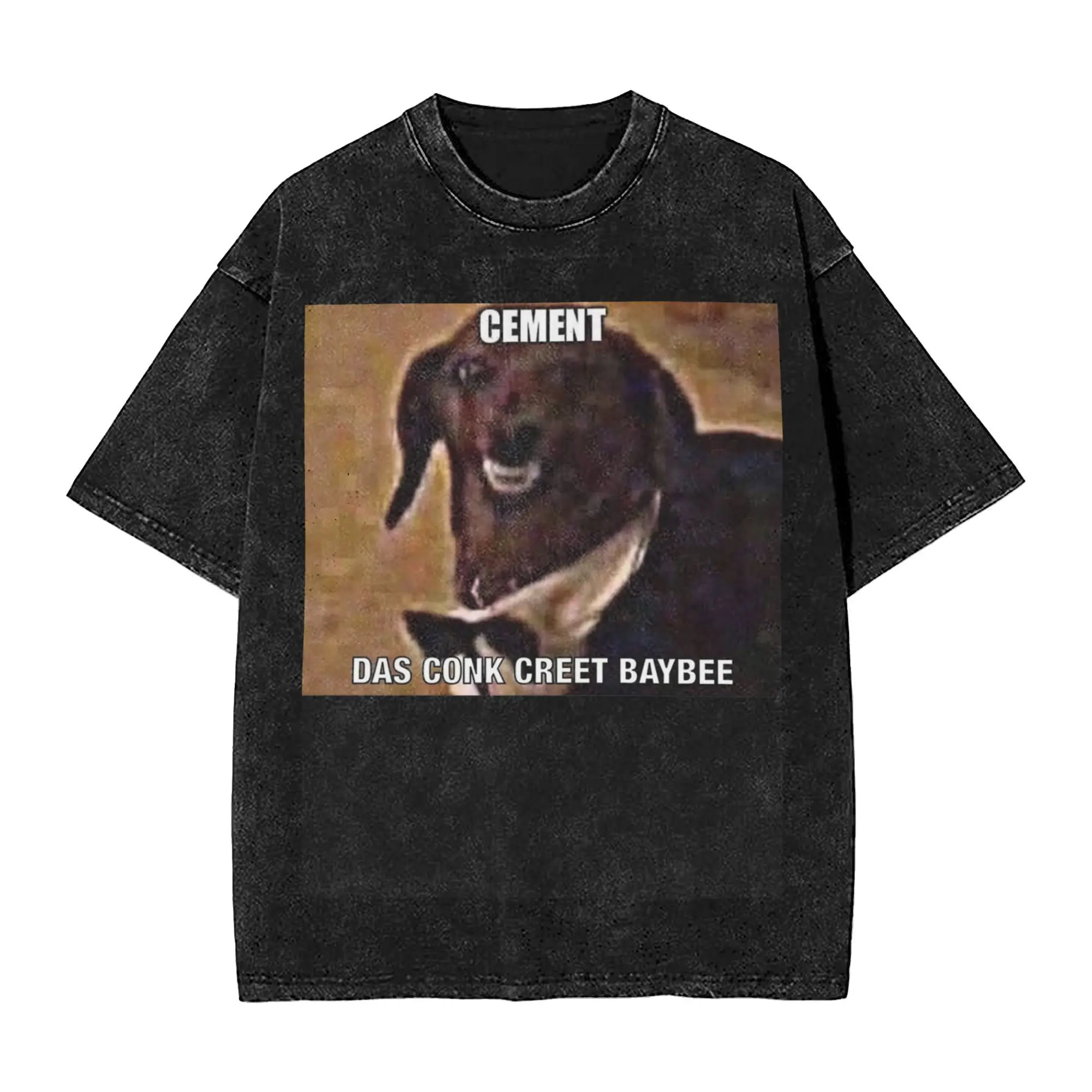 Стильная мужская и женская футболка с цементом Das Conk Creet Baybee, футболка оверсайз, потертая забавная футболка с собакой и мемом, одежда